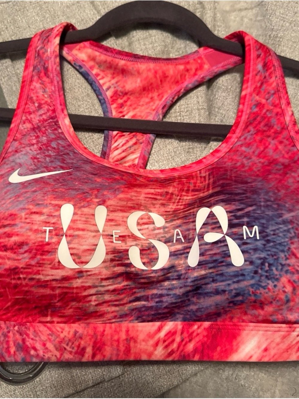 Nike Pink and Purple Tie-Dye USA Team Sports Bra